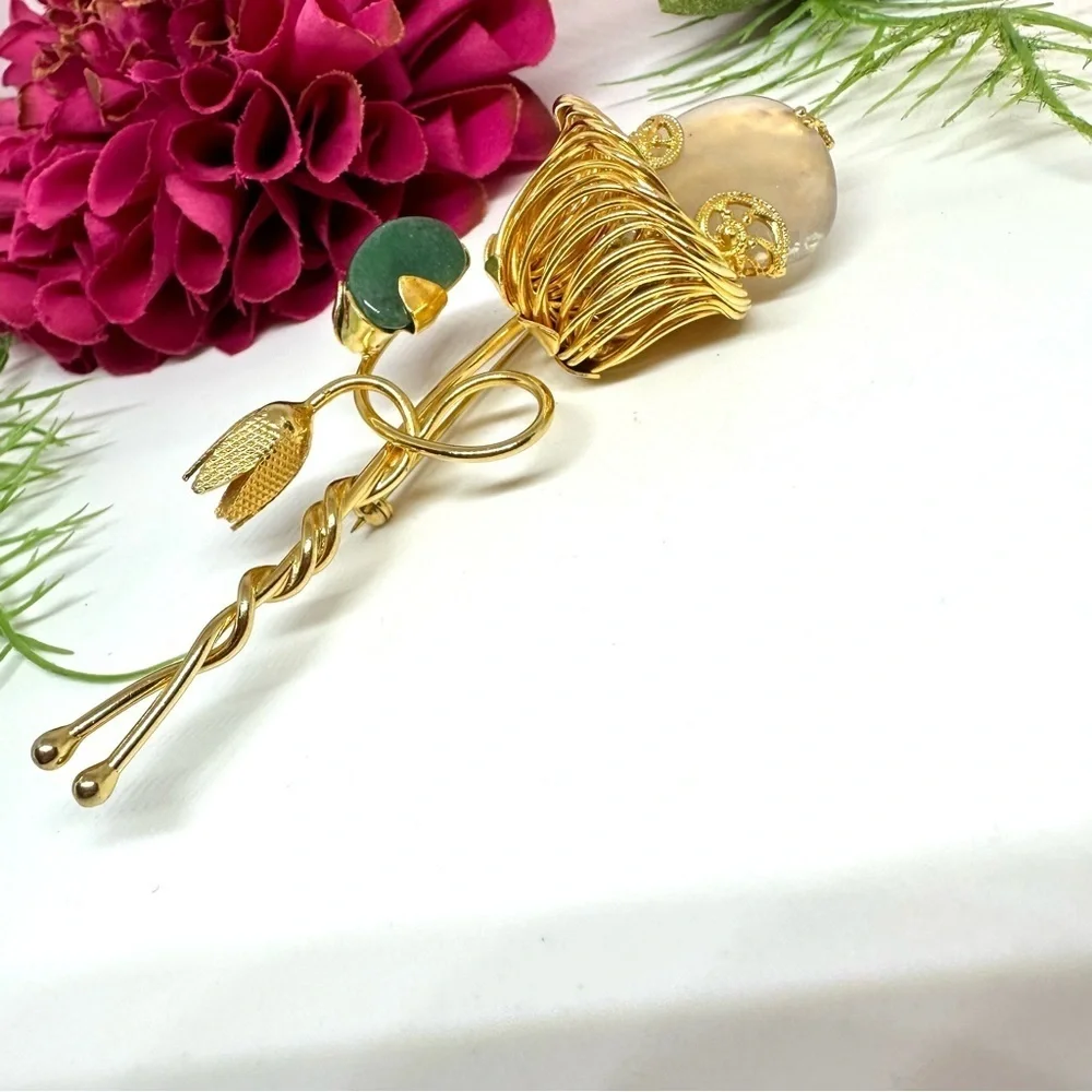 VINTAGE⚜️RARE ALICE CAVINESS Gemstone Floral Brooch
